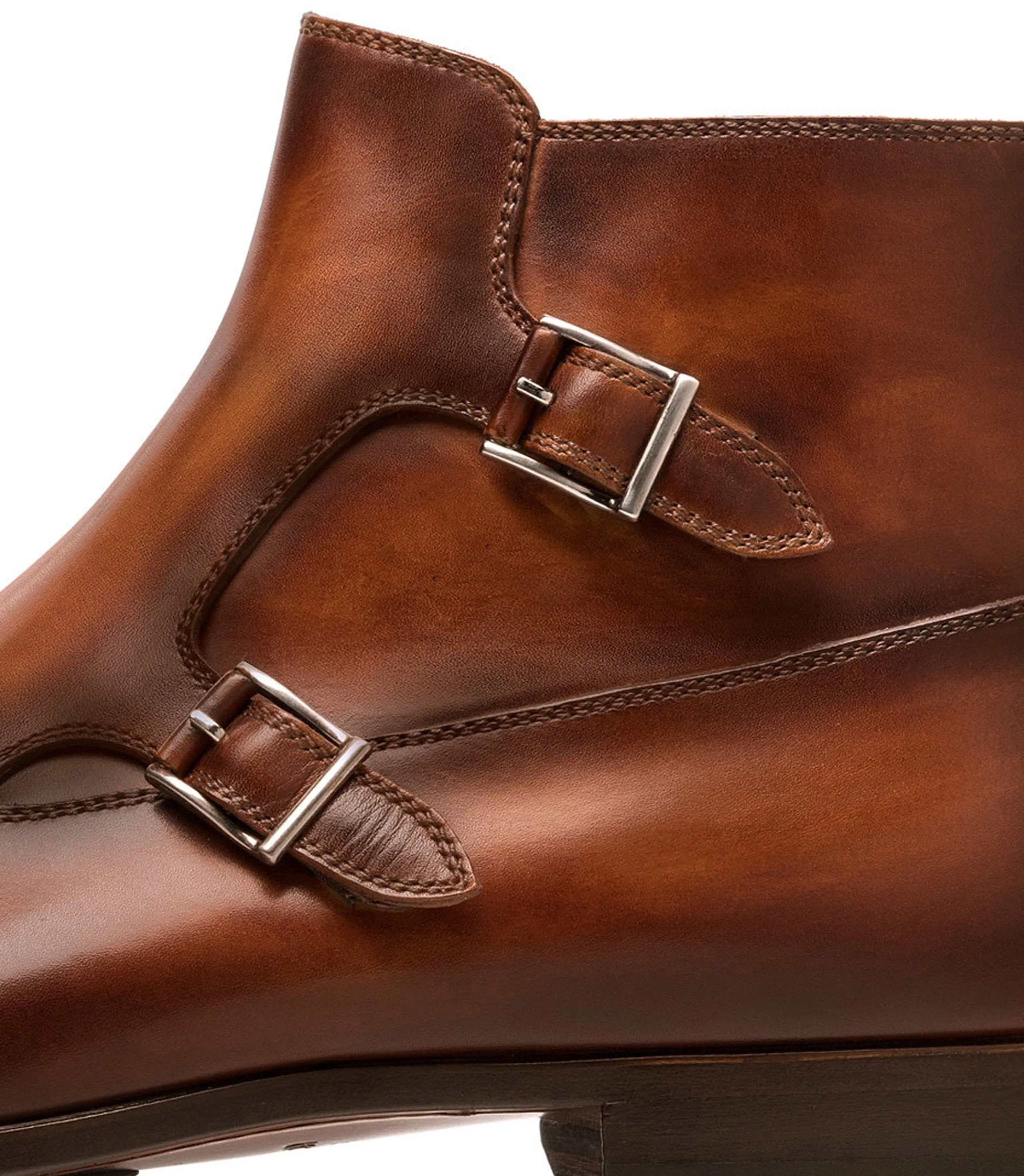 Flat Feet Shoes - Brown Leather Bordeaux Zipper Monk Strap Boots with Arch Support sold by Costoso Italiano product image thumbnail 3