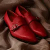 Red Leather Luciano Monk Strap sold by Costoso Italiano