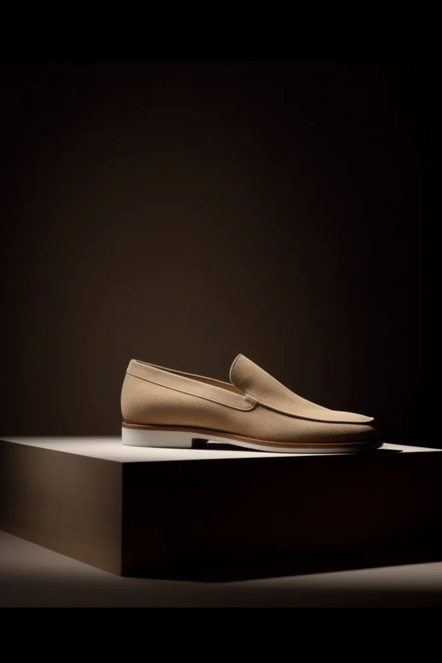 Beige Suede Leander Slip On Loafers with White Sole - Summer 2024 Collection sold by Costoso Italiano