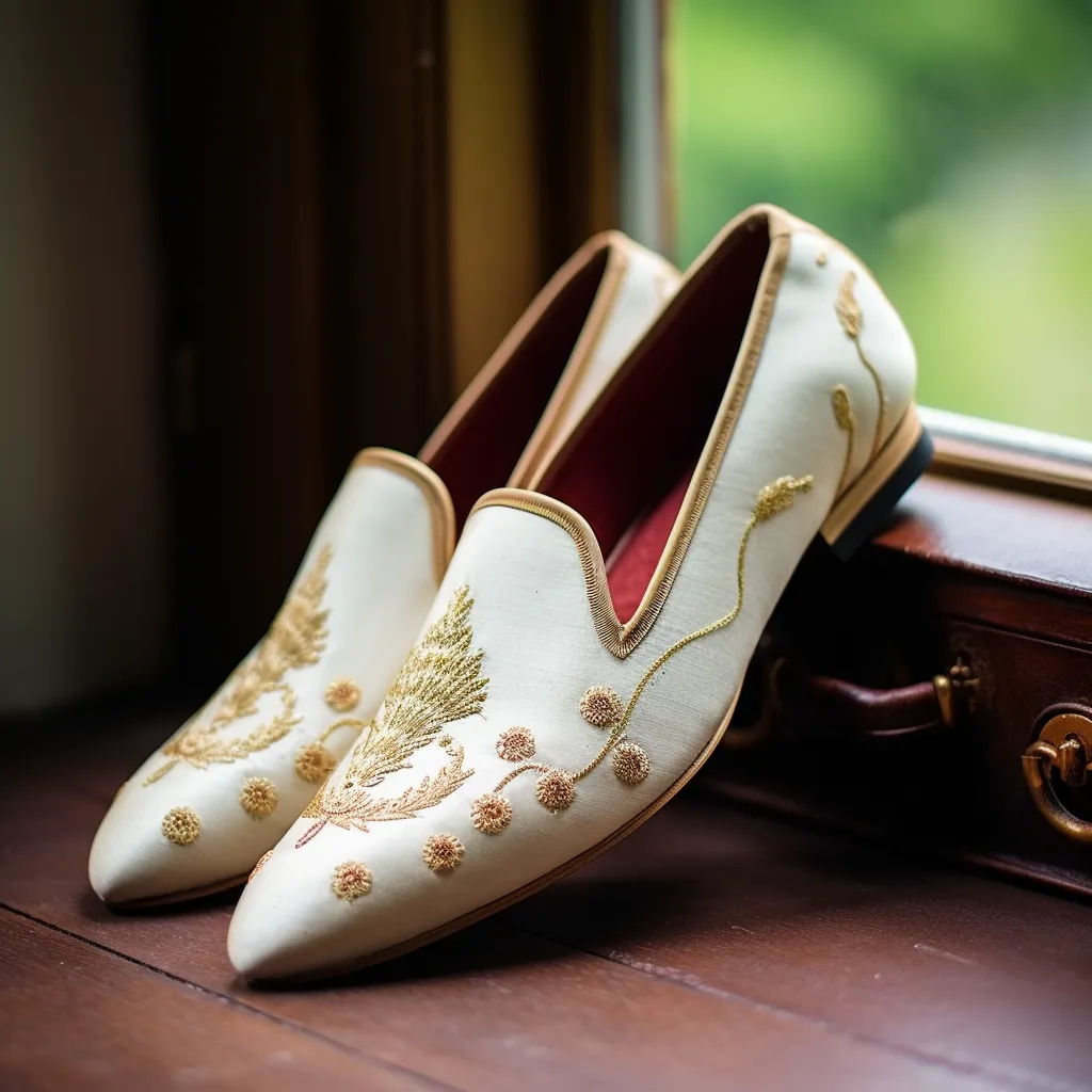 White Velvet Hand Work Zardozi Peshawari Loafers | Wedding Shoes for Groom | Shoes for Haldi Mehendi Sangeet sold by Costoso Italiano