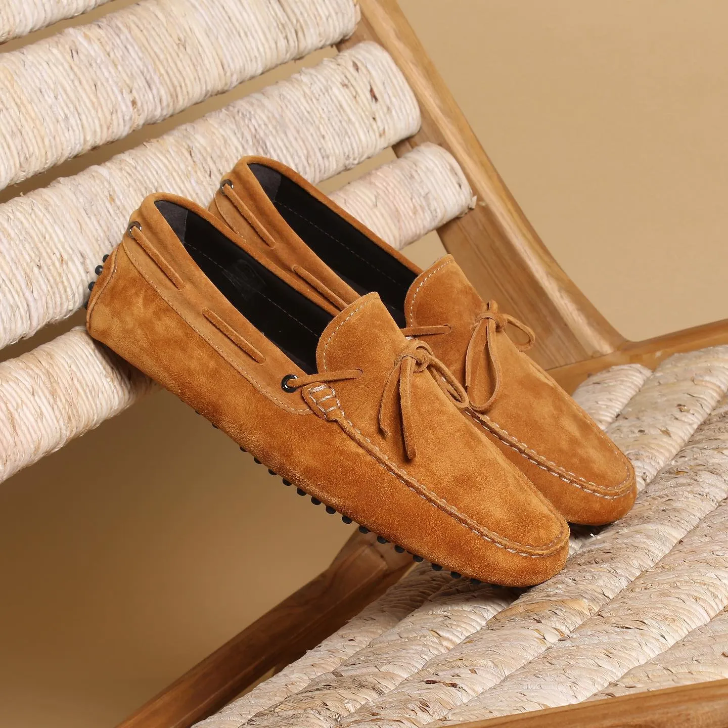 Tan Suede Ophelia Driving Loafers - AW24 sold by Costoso Italiano