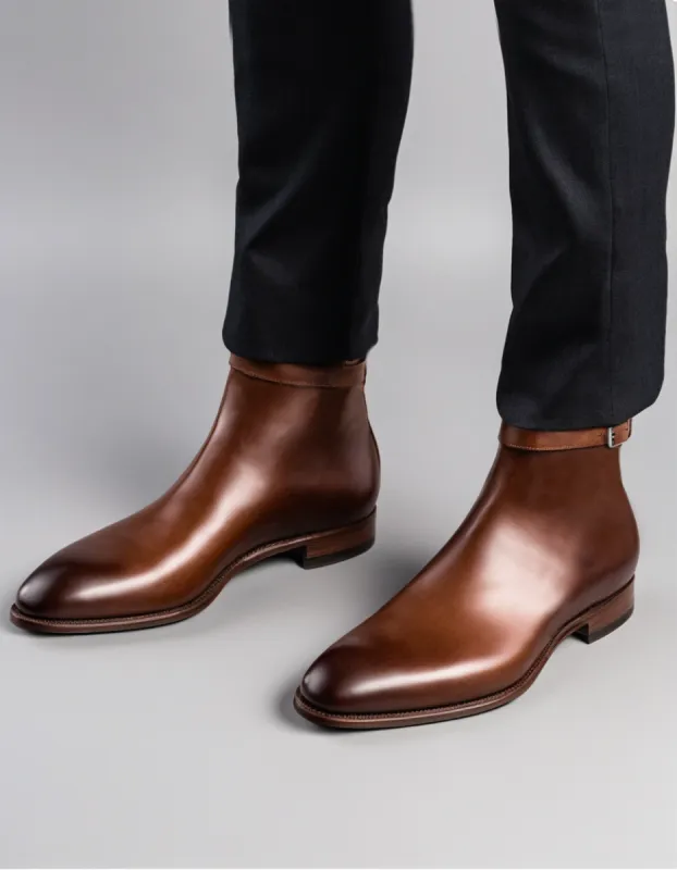 Brown Leather Cracio Slip On Jodhpur Boots sold by Costoso Italiano