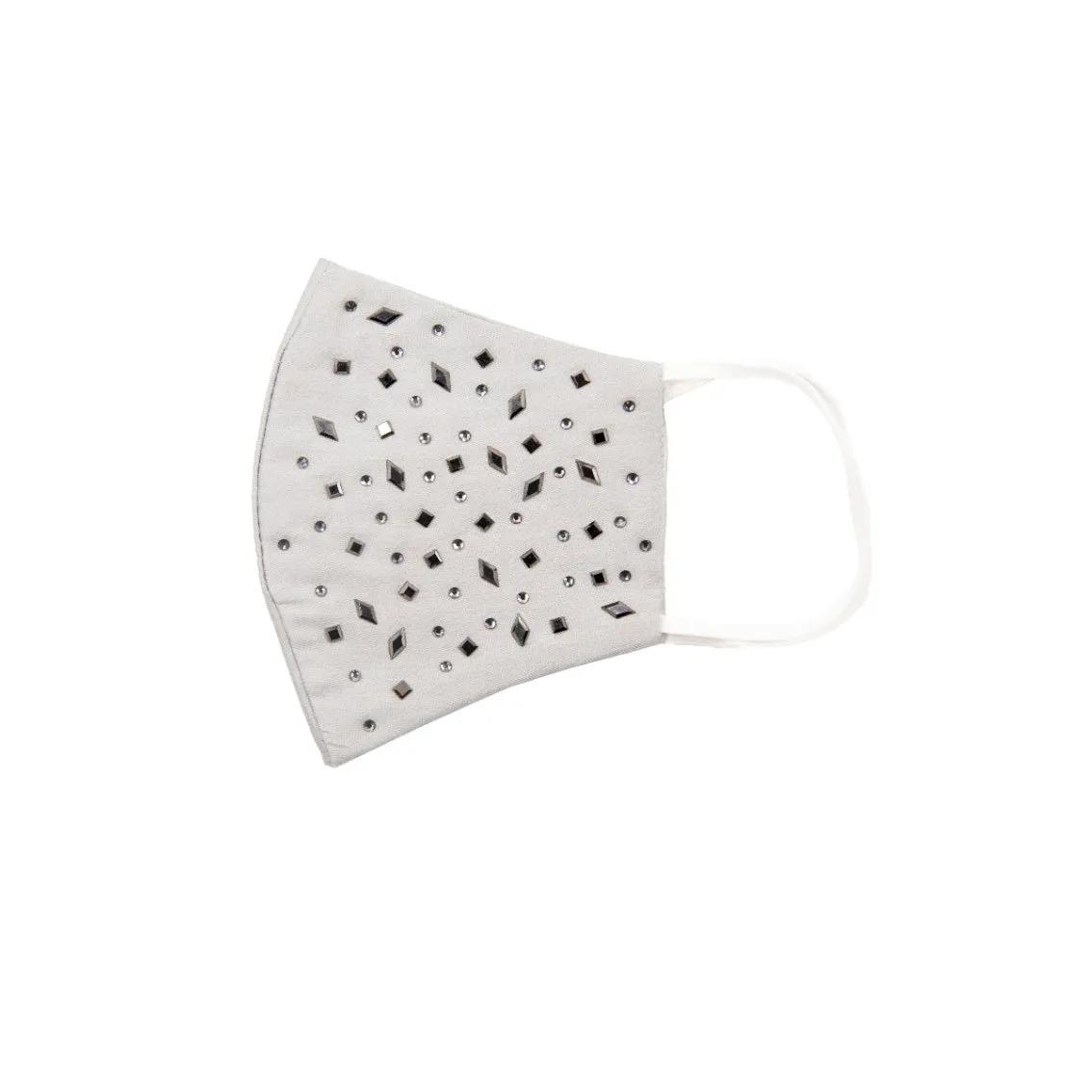 White Silk Mask with Stars and Diamond in Swarovski Crystals sold by Costoso Italiano product image thumbnail 2