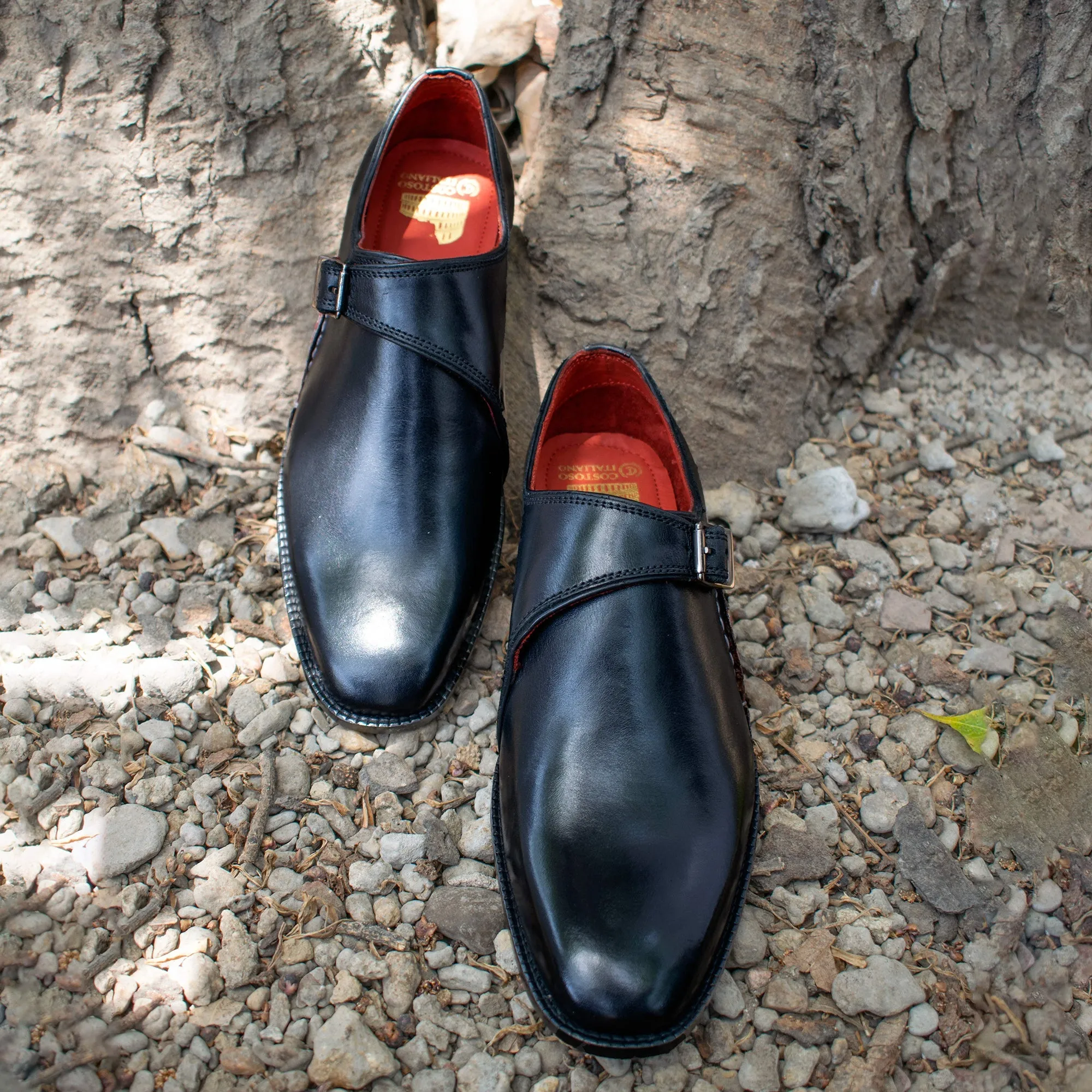 Height Increasing Black Leather Bathurst Monk Straps Shoes sold by Costoso Italiano product image thumbnail 3