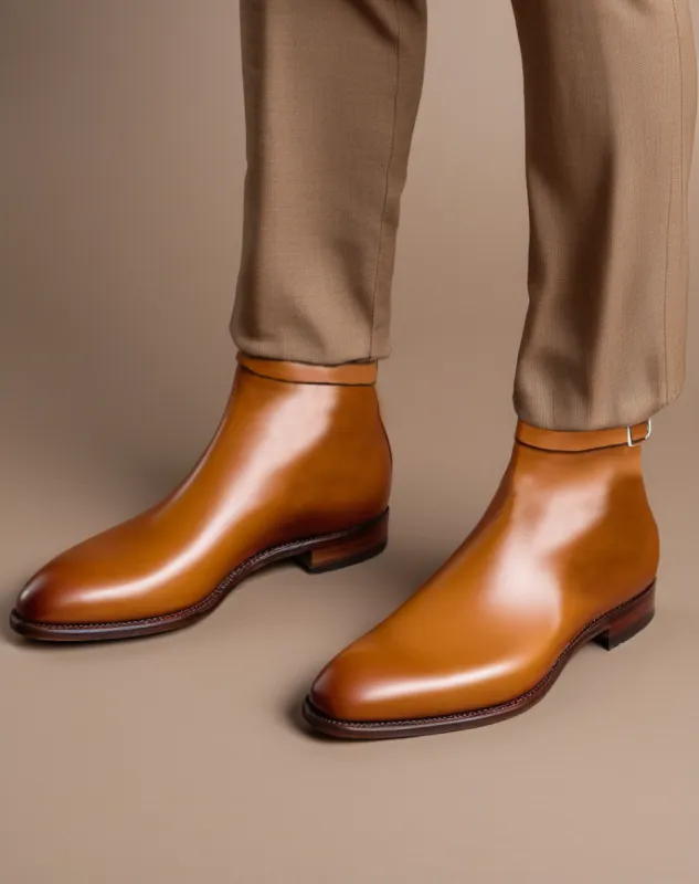 Tan Leather Cracio Slip On Jodhpur Boots sold by Costoso Italiano