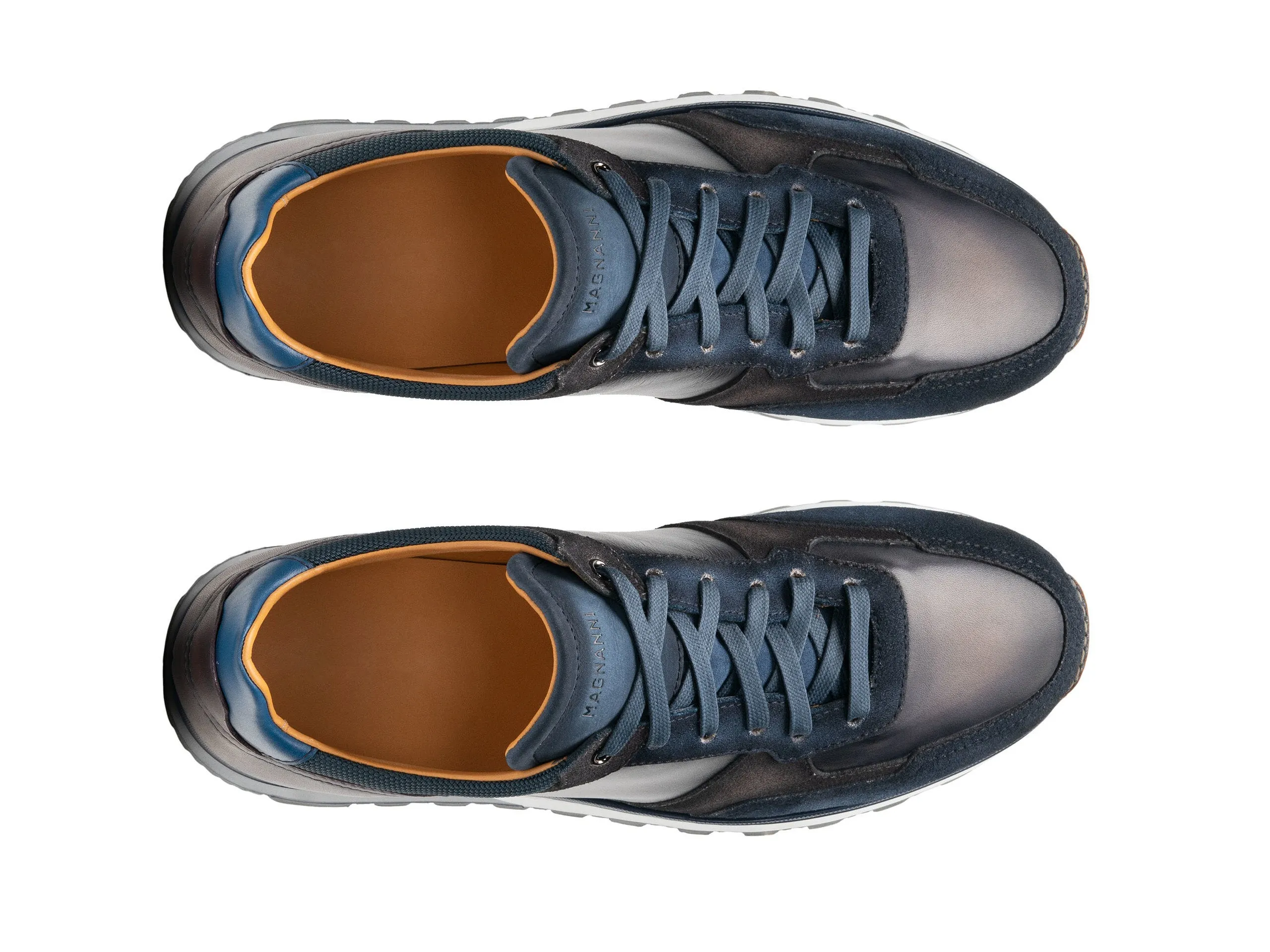 Navy Blue Suede and Grey Leather Nausori Lace Up Running Sneaker Shoes - Casual Shoes Collection sold by Costoso Italiano product image thumbnail 5