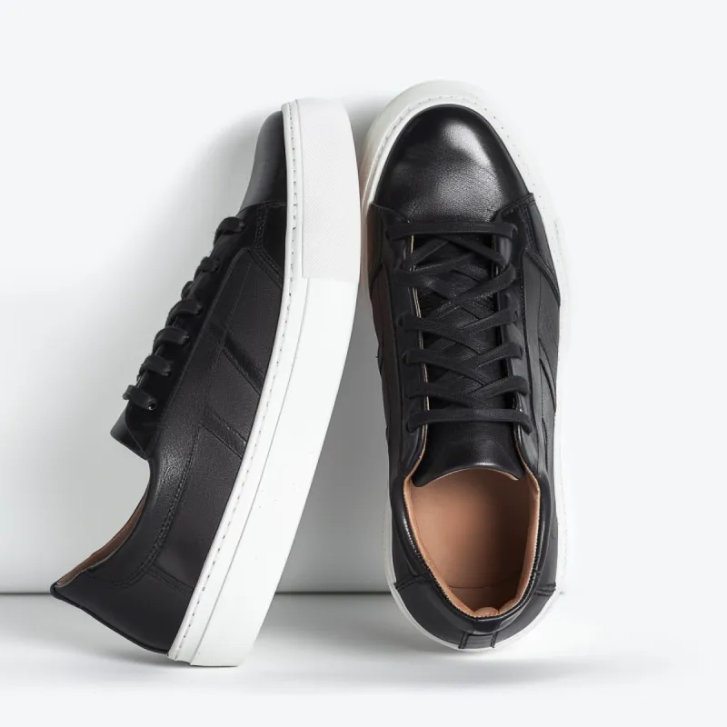 Black and White Leather SnowSole Lace Up Sneakers - Summer 2024 Collection sold by Costoso Italiano