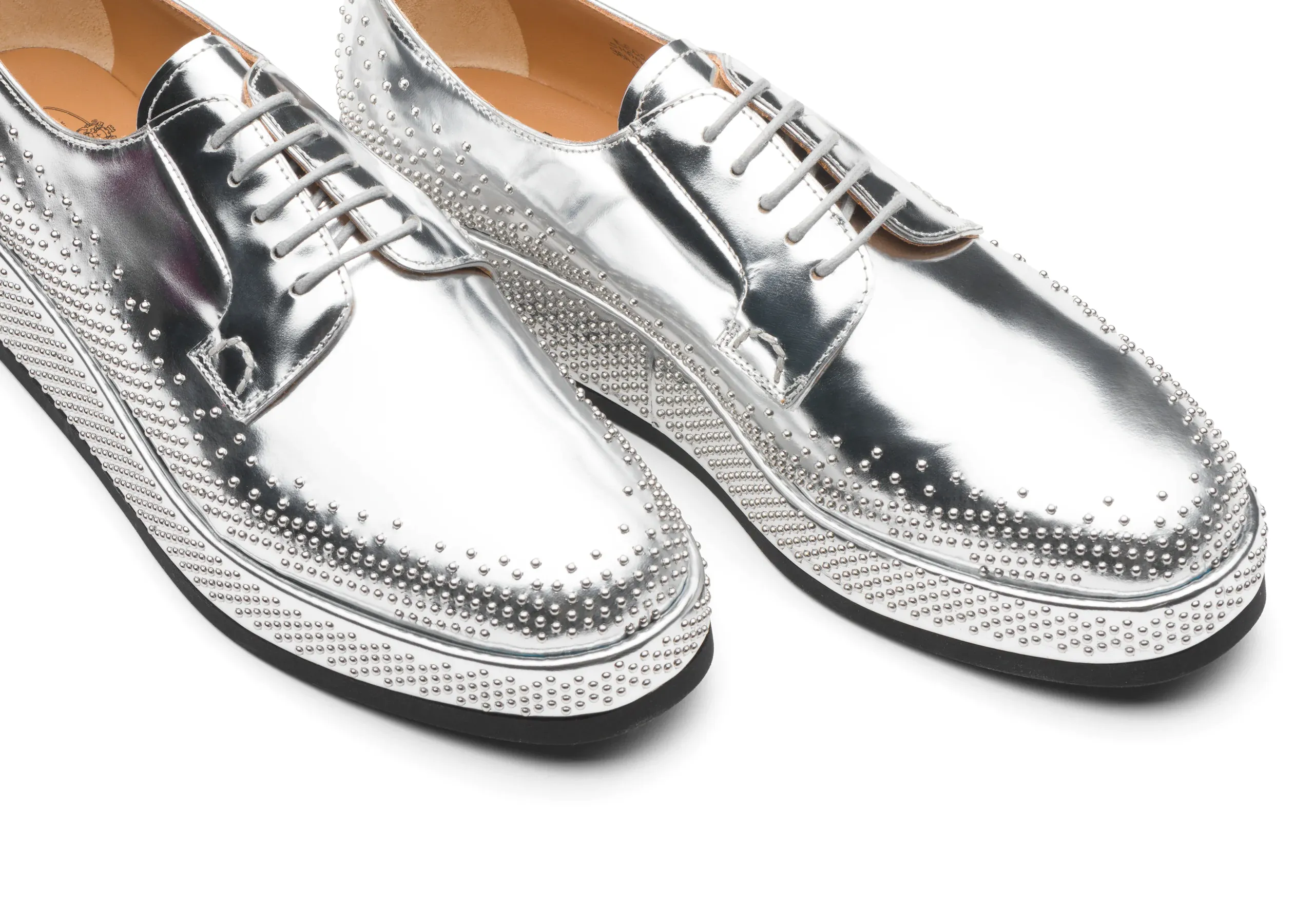 Silver Leather Spike Studded Gleno Derby Shoes sold by Costoso Italiano product image thumbnail 4