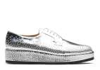 Silver Leather Spike Studded Gleno Derby Shoes sold by Costoso Italiano