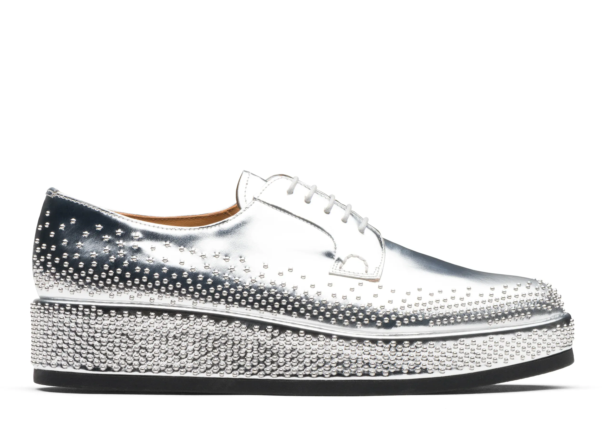 Silver Leather Spike Studded Gleno Derby Shoes sold by Costoso Italiano product image thumbnail 2