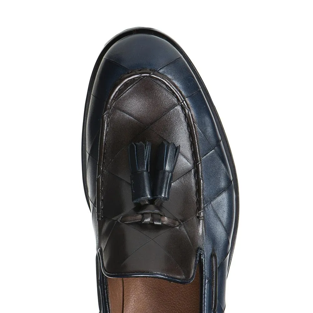 Flat Feet Shoes - Goodyear Welted Vouzela Navy Blue Quilted Leather Loafer With Violin Leather Sole with Arch Support sold by Costoso Italiano product image thumbnail 3