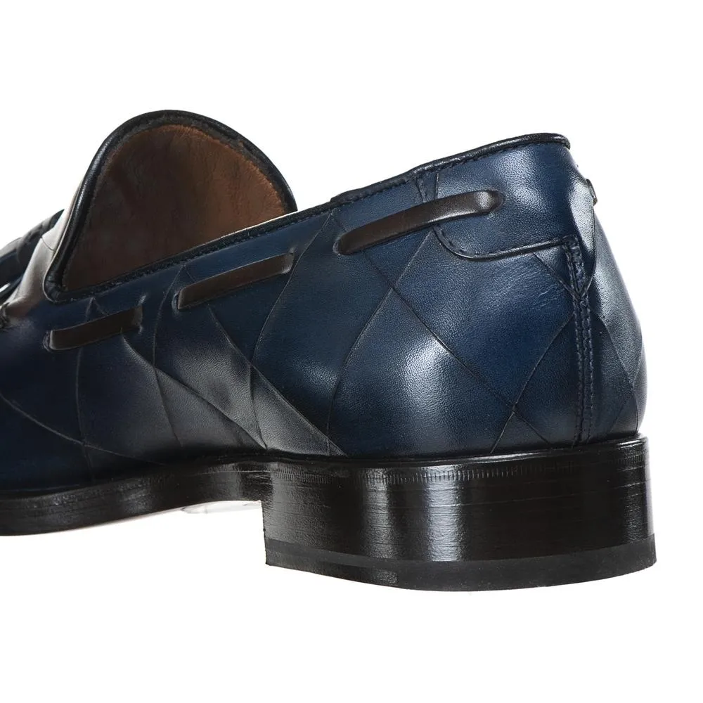Flat Feet Shoes - Goodyear Welted Vouzela Navy Blue Quilted Leather Loafer With Violin Leather Sole with Arch Support sold by Costoso Italiano product image thumbnail 5