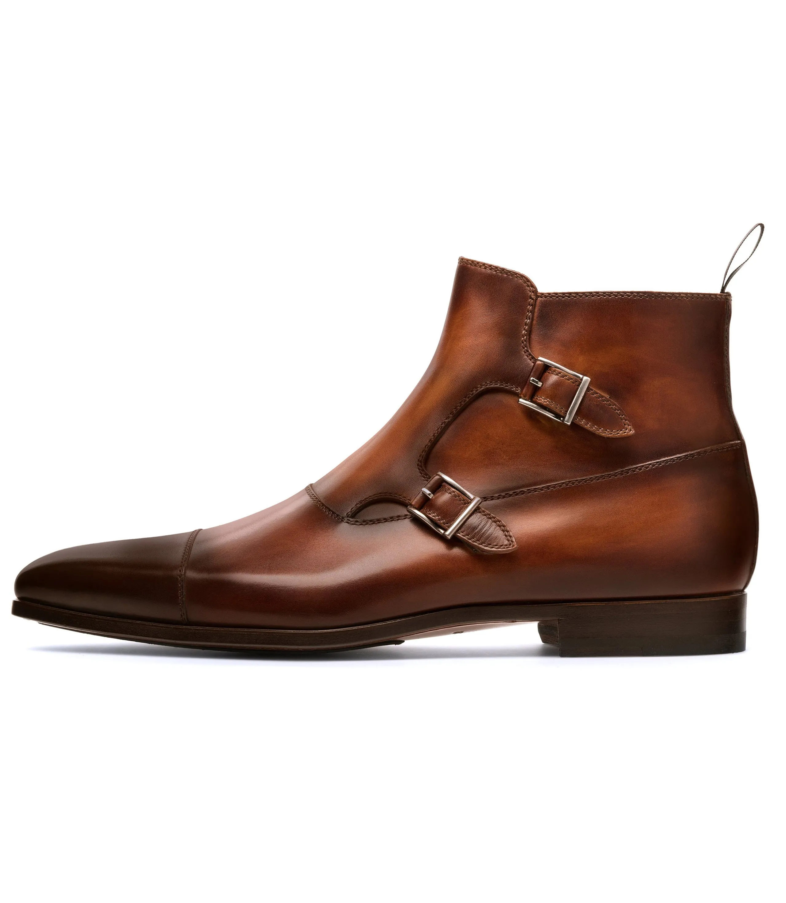 Brown Leather Bordeaux Zipper Monk Strap Boots sold by Costoso Italiano product image thumbnail 2