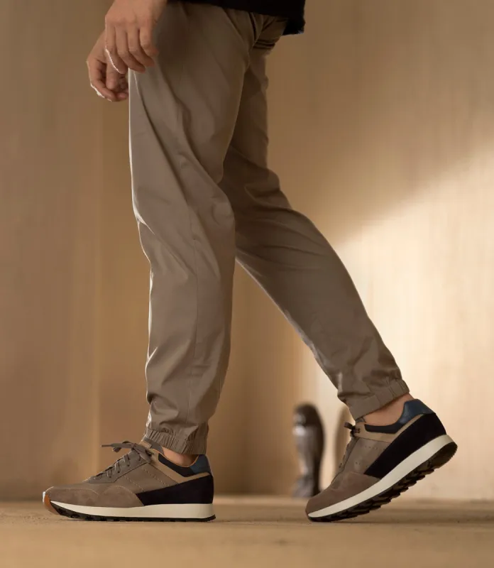 Grey Suede and Navy Leather Tavua Lace Up Running Sneaker Shoes sold by Costoso Italiano