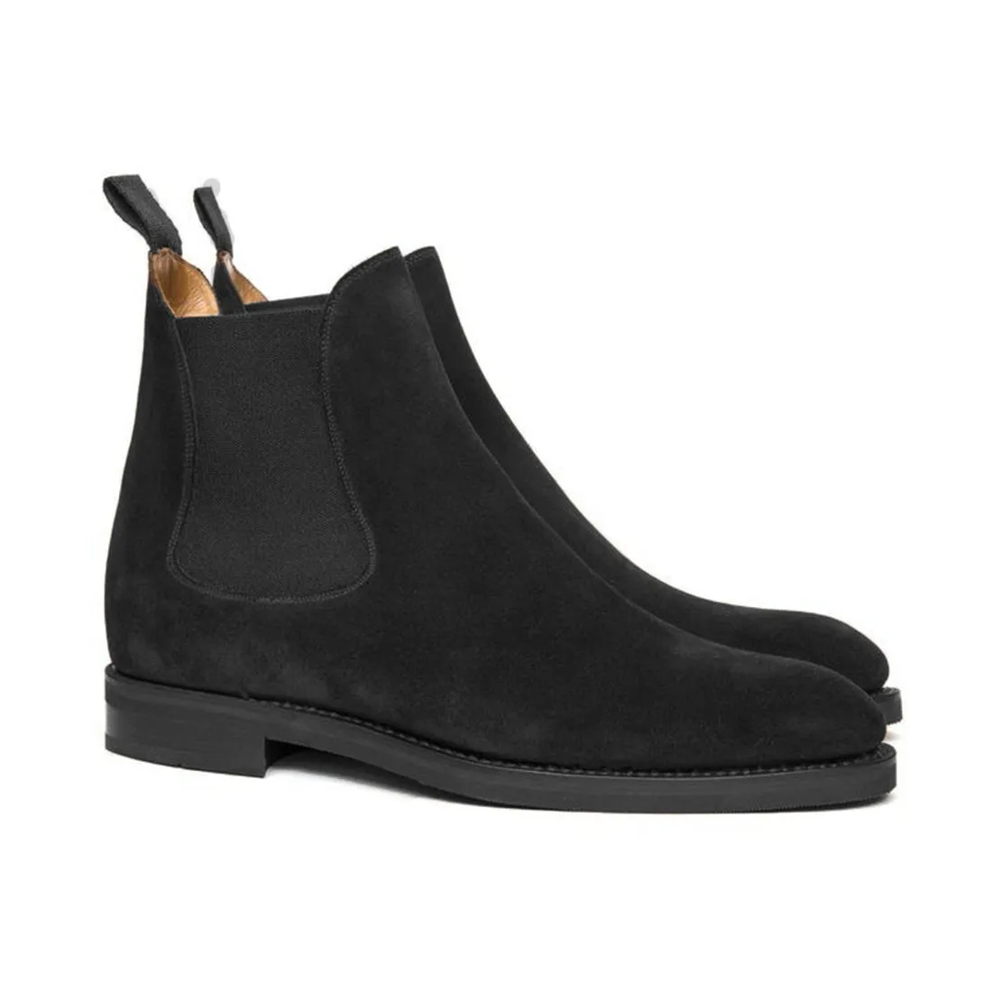 Height Increasing Black Suede Fenland Slip On Chelsea Boots sold by Costoso Italiano