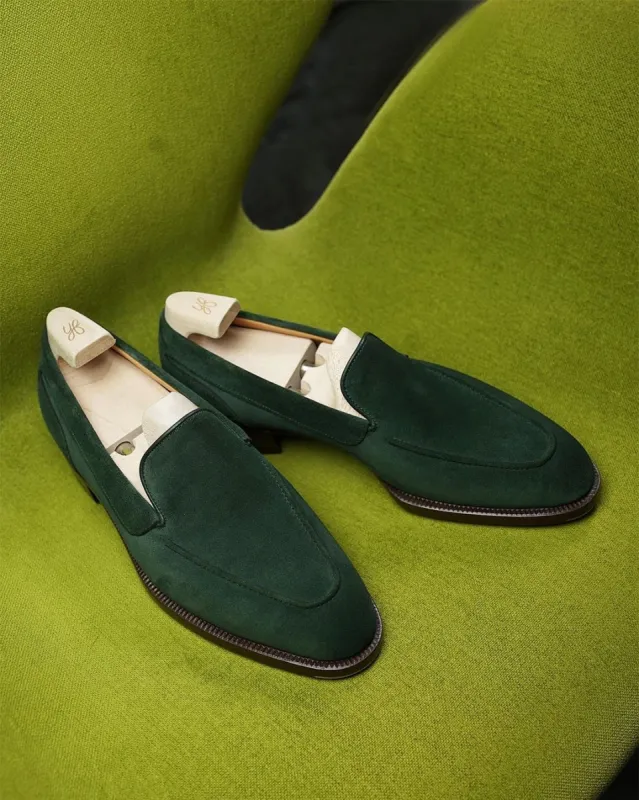 Green Suede Caelum Loafers Minimalist Edition - Formal Shoes - SS23 sold by Costoso Italiano