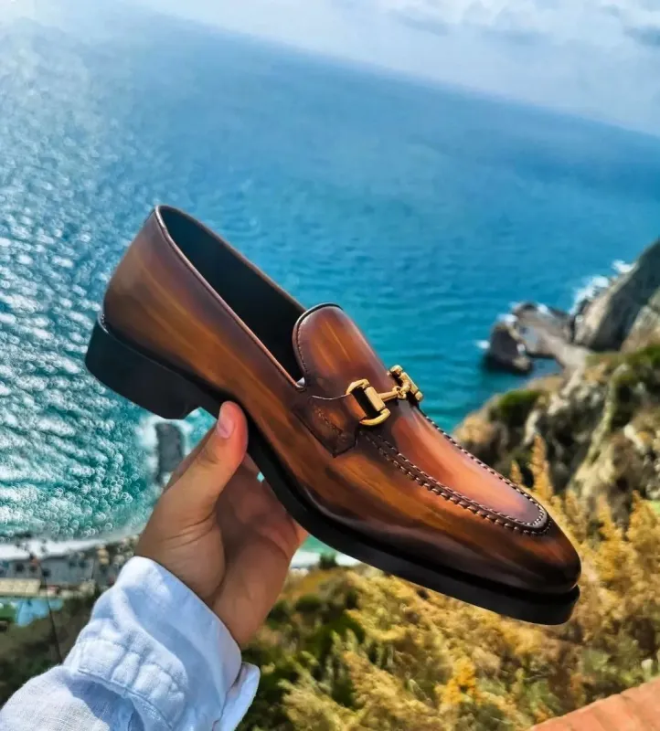 Tan Leather Delara Horse Bit Loafers - AW24 sold by Costoso Italiano