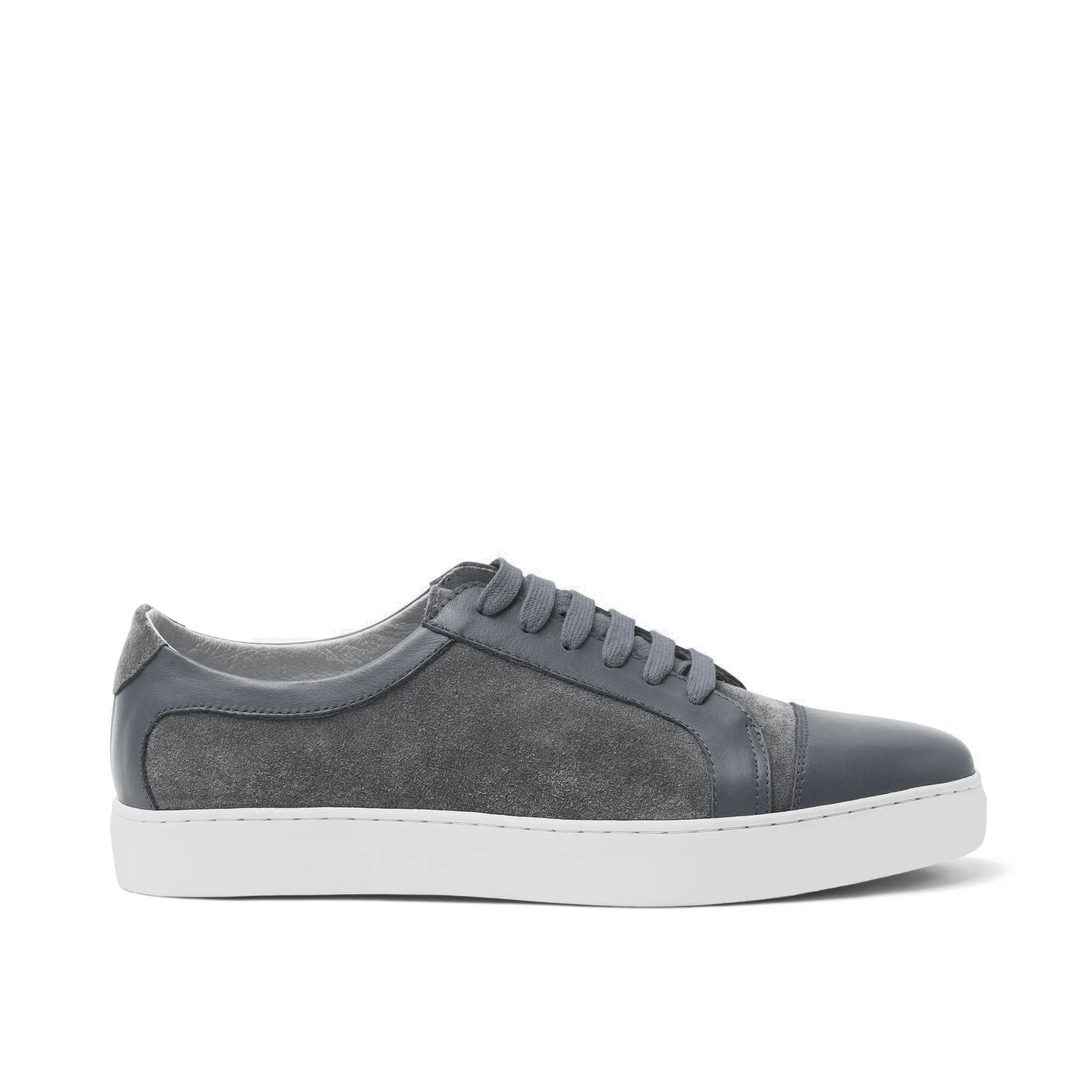 Height Increasing Grey Leather and Grey Suede Angus Lace Up Sneakers sold by Costoso Italiano product image thumbnail 2