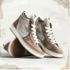 Grey & Brown Leather Lace Up BlancWalk Sneakers  - Summer 2024 Collection sold by Costoso Italiano