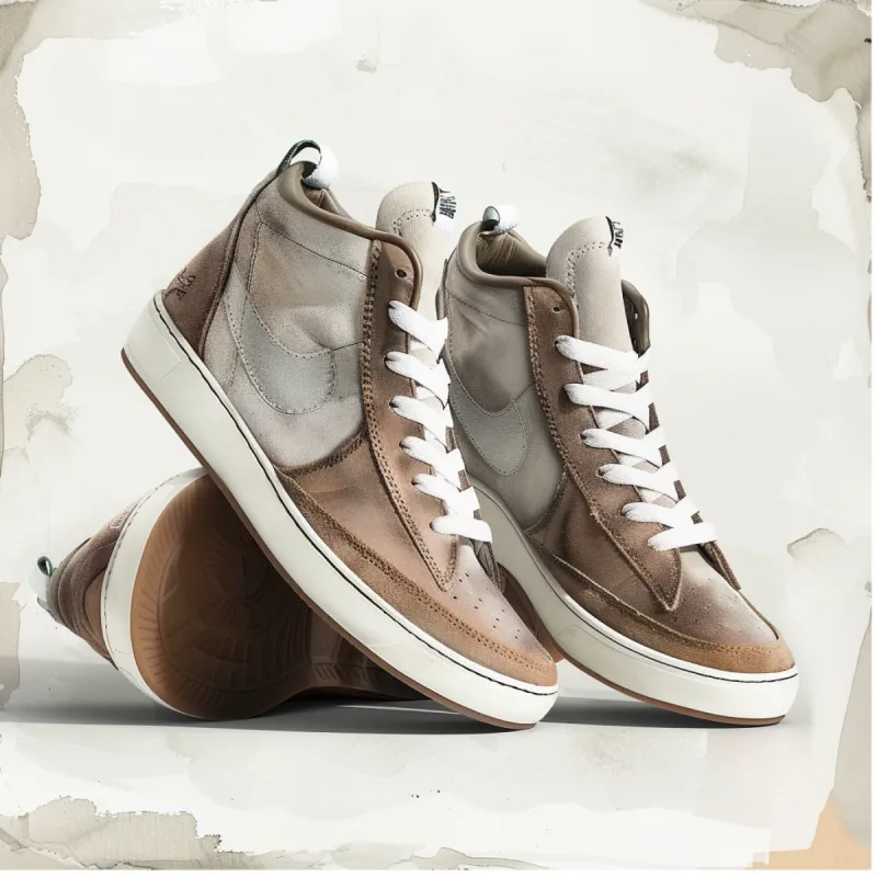Grey & Brown Leather Lace Up BlancWalk Sneakers  - Summer 2024 Collection sold by Costoso Italiano
