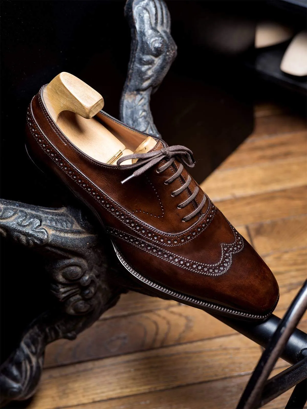 Brown Leather Cedria Brogue Wingtip Oxfords - Formal Shoes - SS23 sold by Costoso Italiano product image thumbnail 2