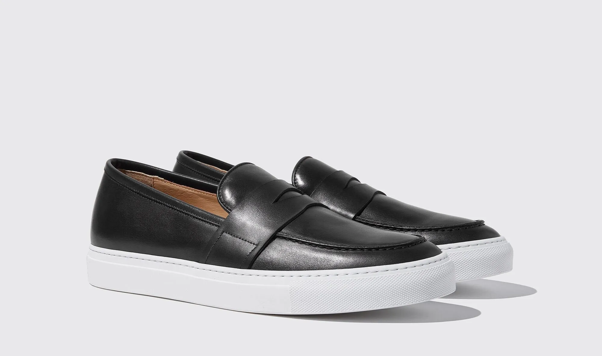 Black Leather Phoebe Slip On Penny Sneakers with White Soles - Summer 2024 Collection sold by Costoso Italiano product image thumbnail 4