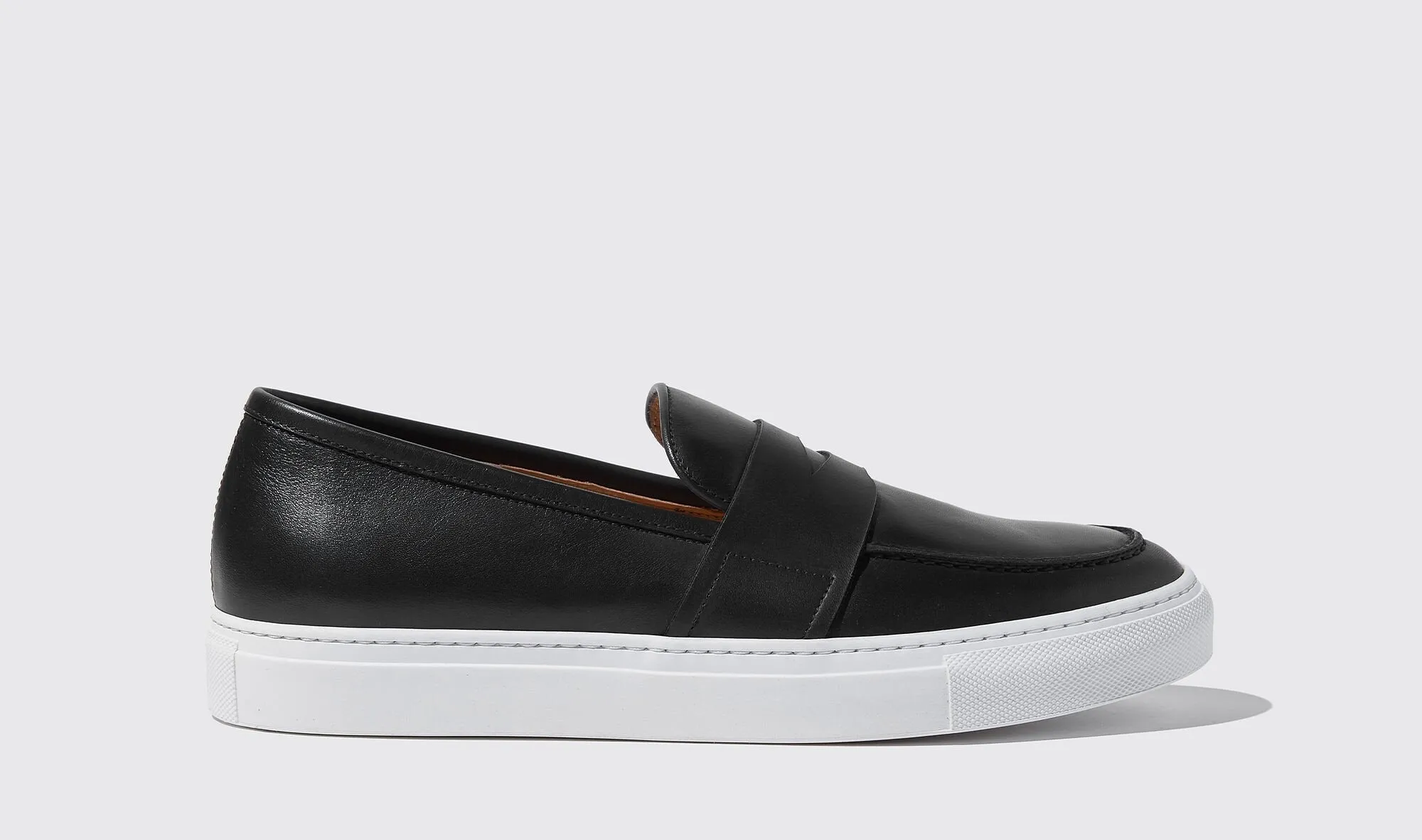 Black Leather Phoebe Slip On Penny Sneakers with White Soles - Summer 2024 Collection sold by Costoso Italiano product image thumbnail 5