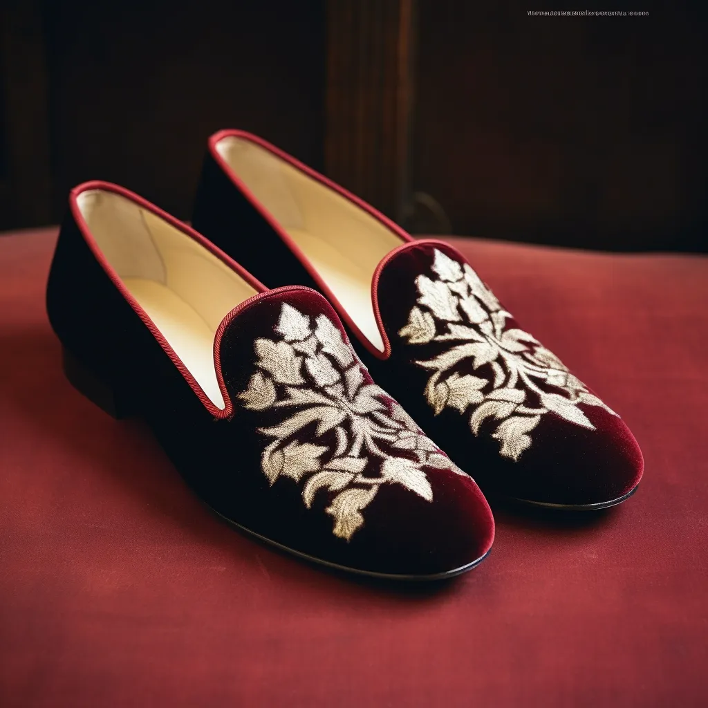 Wine Velvet Embroidery Work Peshawari Loafers | Wedding Shoes for Groom | Shoes for Haldi Mehendi Sangeet sold by Costoso Italiano