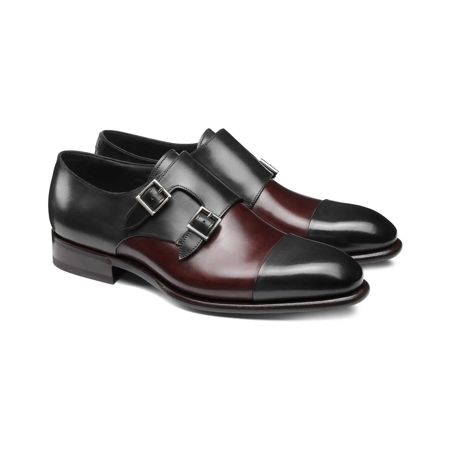 Black and Brown Leather Castle Monk Straps sold by Costoso Italiano
