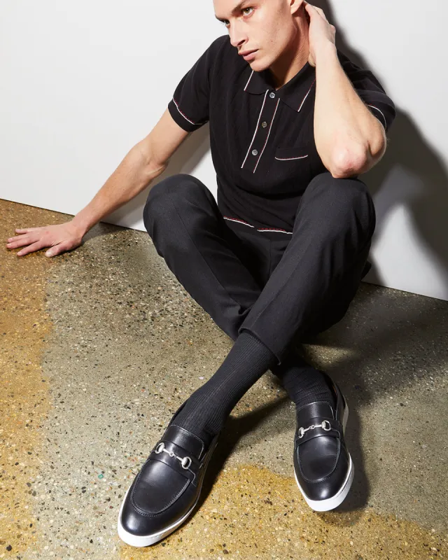 Black Leather Perseus Horse Bit Slip On Sneakers - SS23 sold by Costoso Italiano