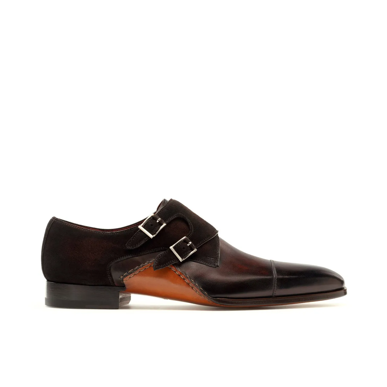 Height Increasing Brown Leather & Suede Bourke Monk Straps Shoes sold by Costoso Italiano product image thumbnail 2