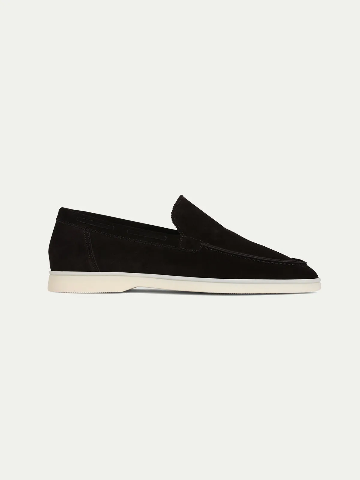Height Increasing Black Suede Athena Yatch Loafers with White Soles - Summer 2024 Collection sold by Costoso Italiano product image thumbnail 3