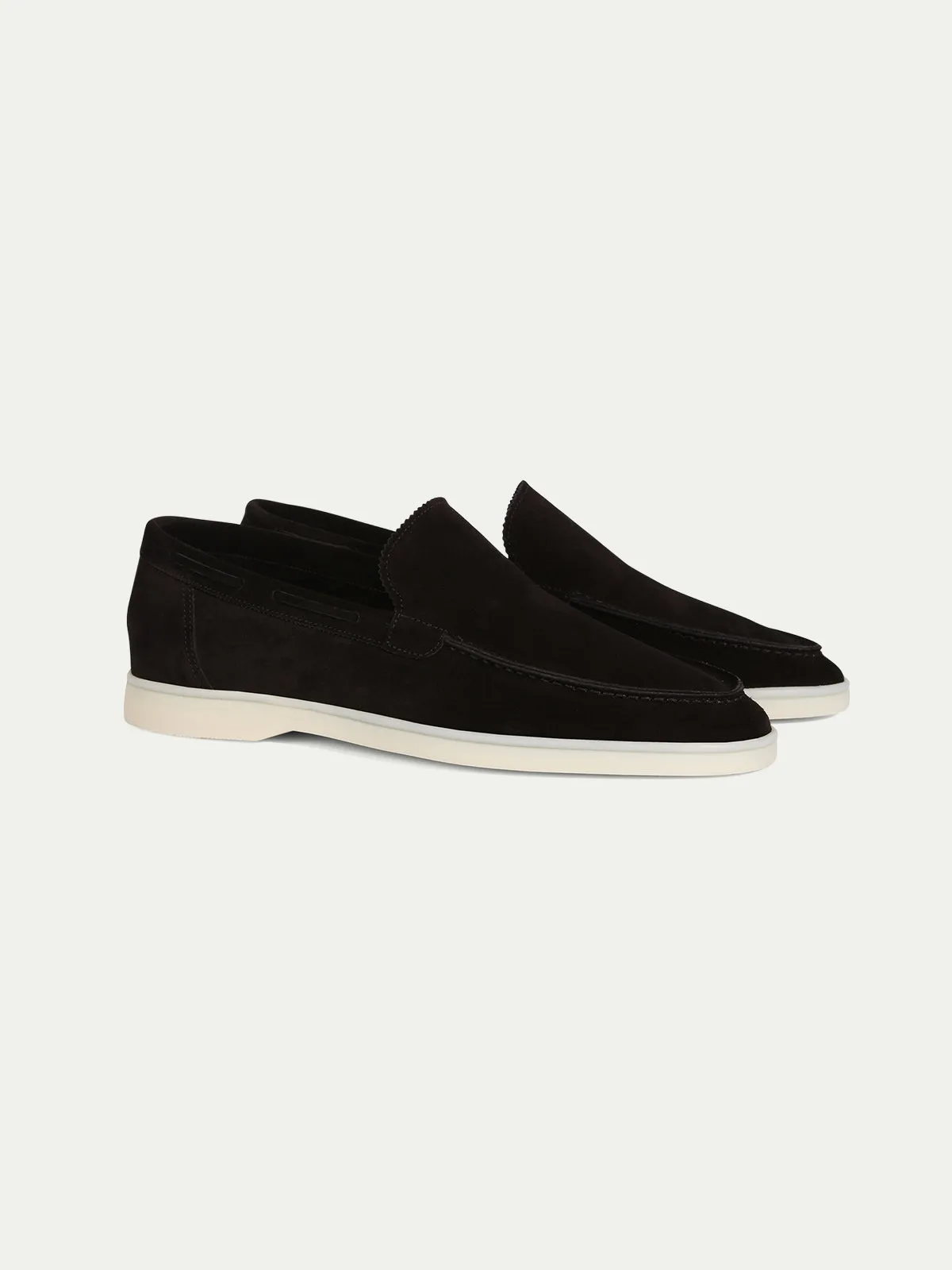 Height Increasing Black Suede Athena Yatch Loafers with White Soles - Summer 2024 Collection sold by Costoso Italiano product image thumbnail 2