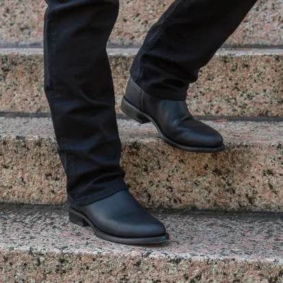 Black Leather Ironside Slip On Zipper Western Cowboy Boots - AW24 sold by Costoso Italiano product image thumbnail 4