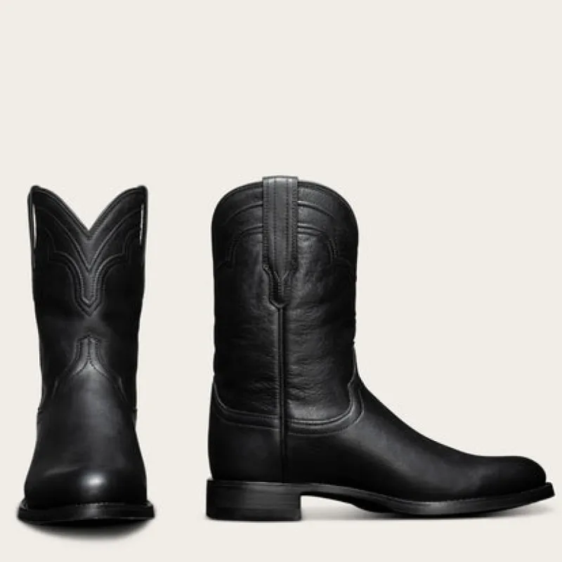 Black Leather Ironside Slip On Zipper Western Cowboy Boots - AW24 sold by Costoso Italiano
