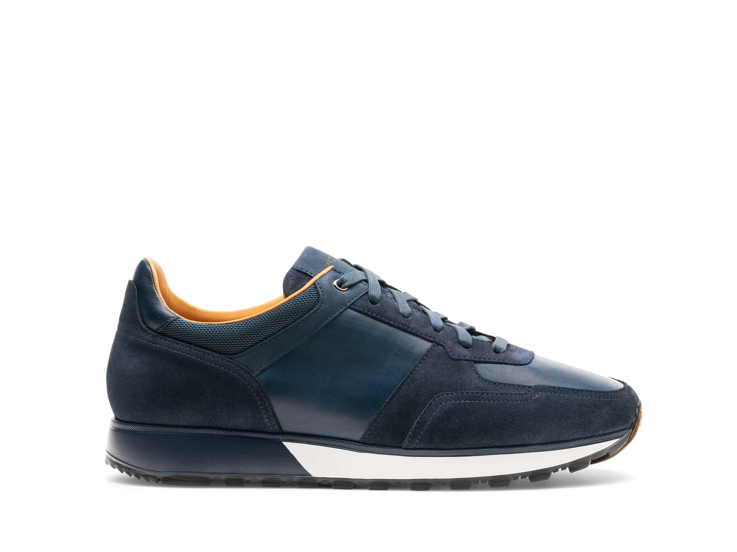 Luxury Edition - Artisian Made Navy Blue Italian Suede and Italian Leather Nausori Lace Up Running Sneaker Shoes sold by Costoso Italiano