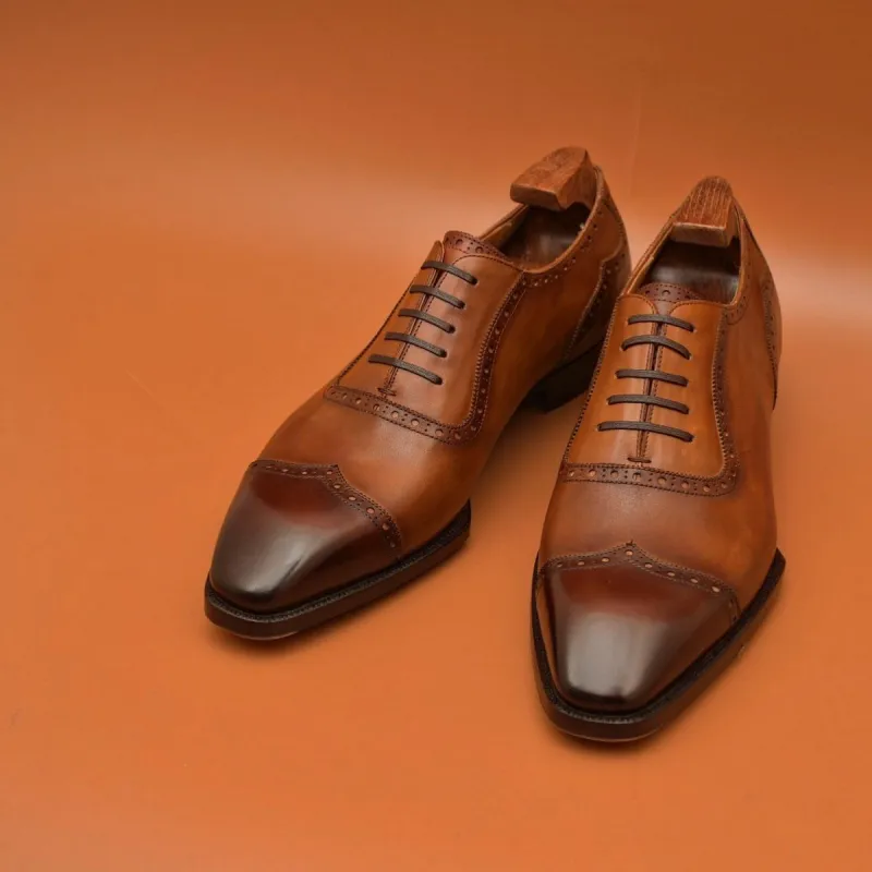 Tan Leather Redara Brogue Toe Cap Adelaide Oxfords - Formal Shoes - AW24 sold by Costoso Italiano