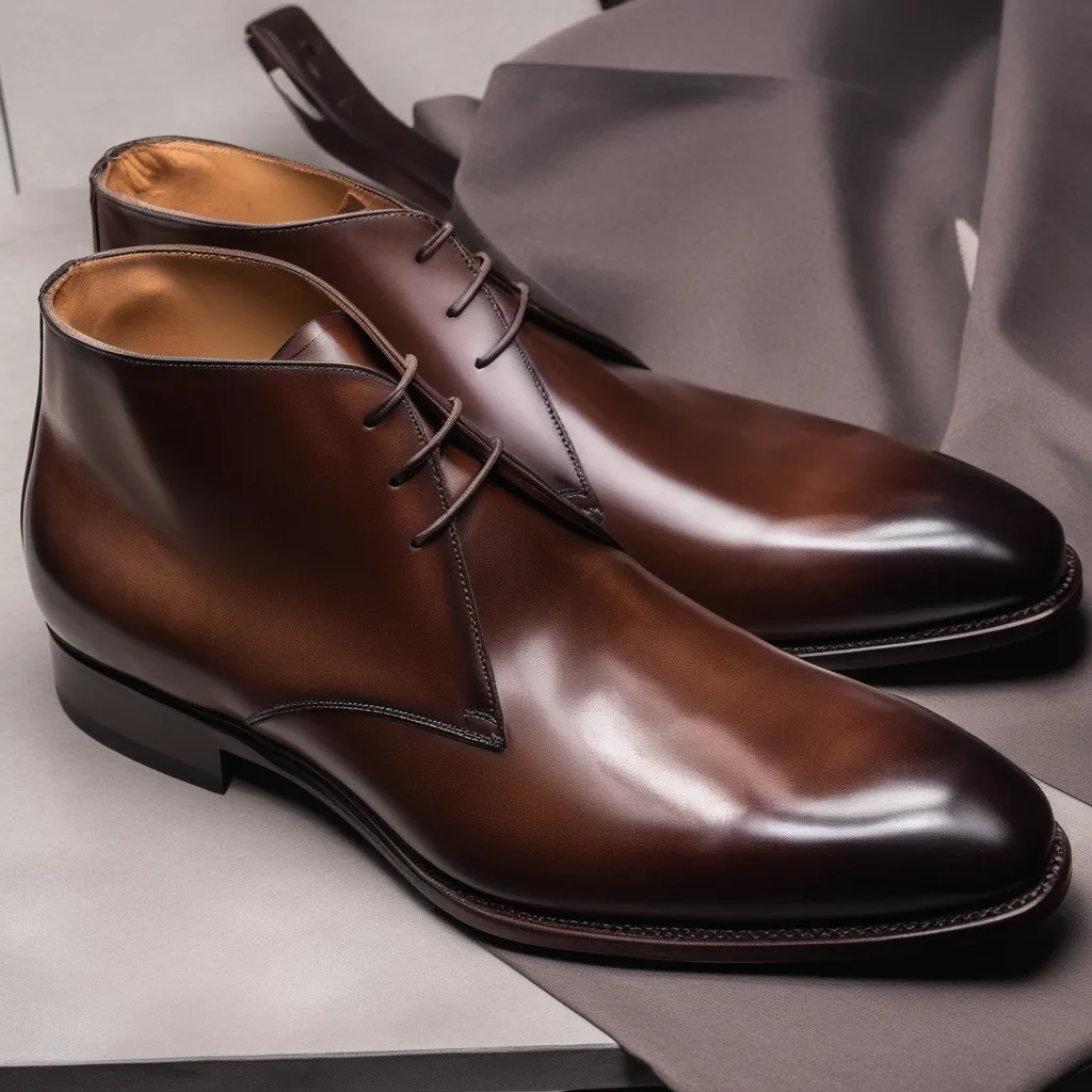 Dark Brown Leather Gabrovo Chukka Lace Up Boots sold by Costoso Italiano