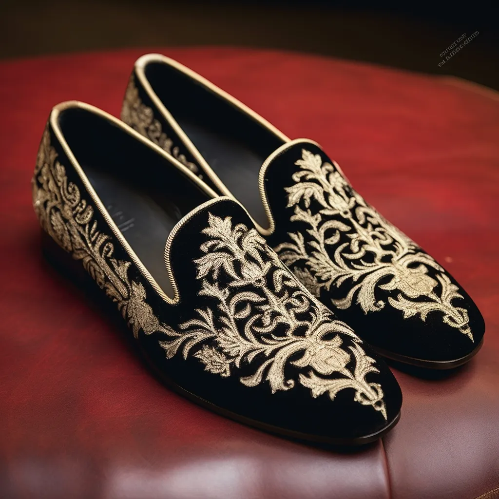 Black Velvet Hand Work Zardozi Peshawari Loafers | Wedding Shoes for Groom | Shoes for Haldi Mehendi Sangeet sold by Costoso Italiano