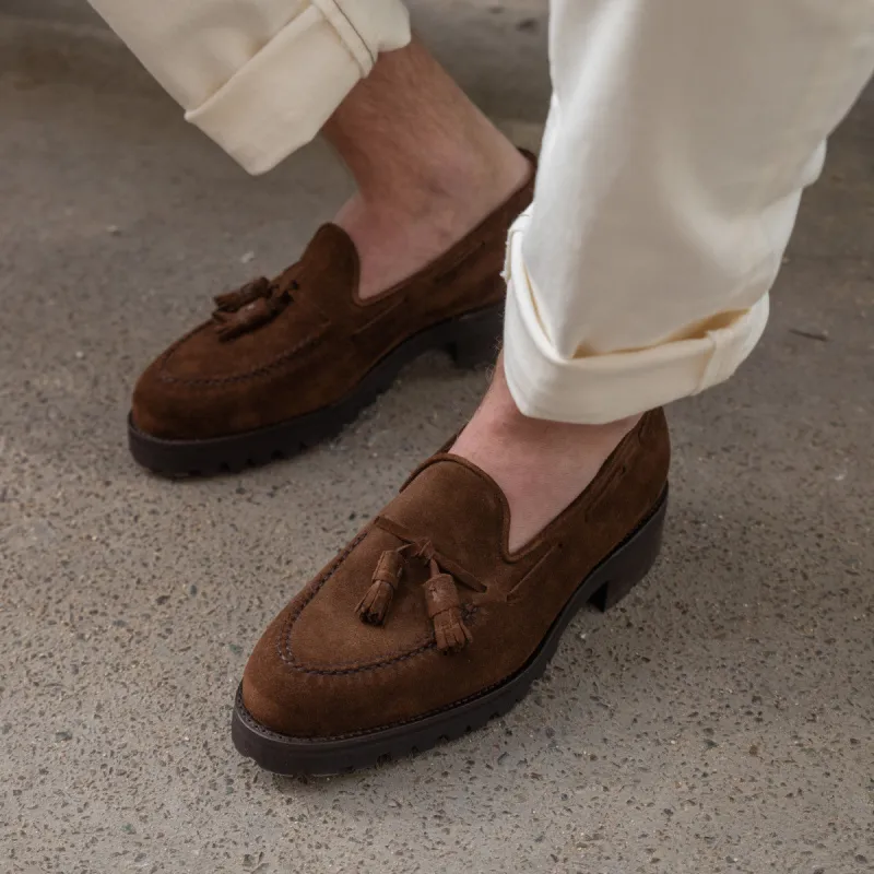 Brown Suede Leather Belize Chunky Tassel Loafers - With Track Soles - AW24 sold by Costoso Italiano