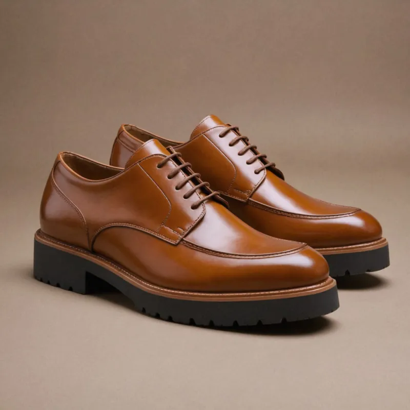 Tan Leather Orion Chunky Derby Shoes - SS23 sold by Costoso Italiano