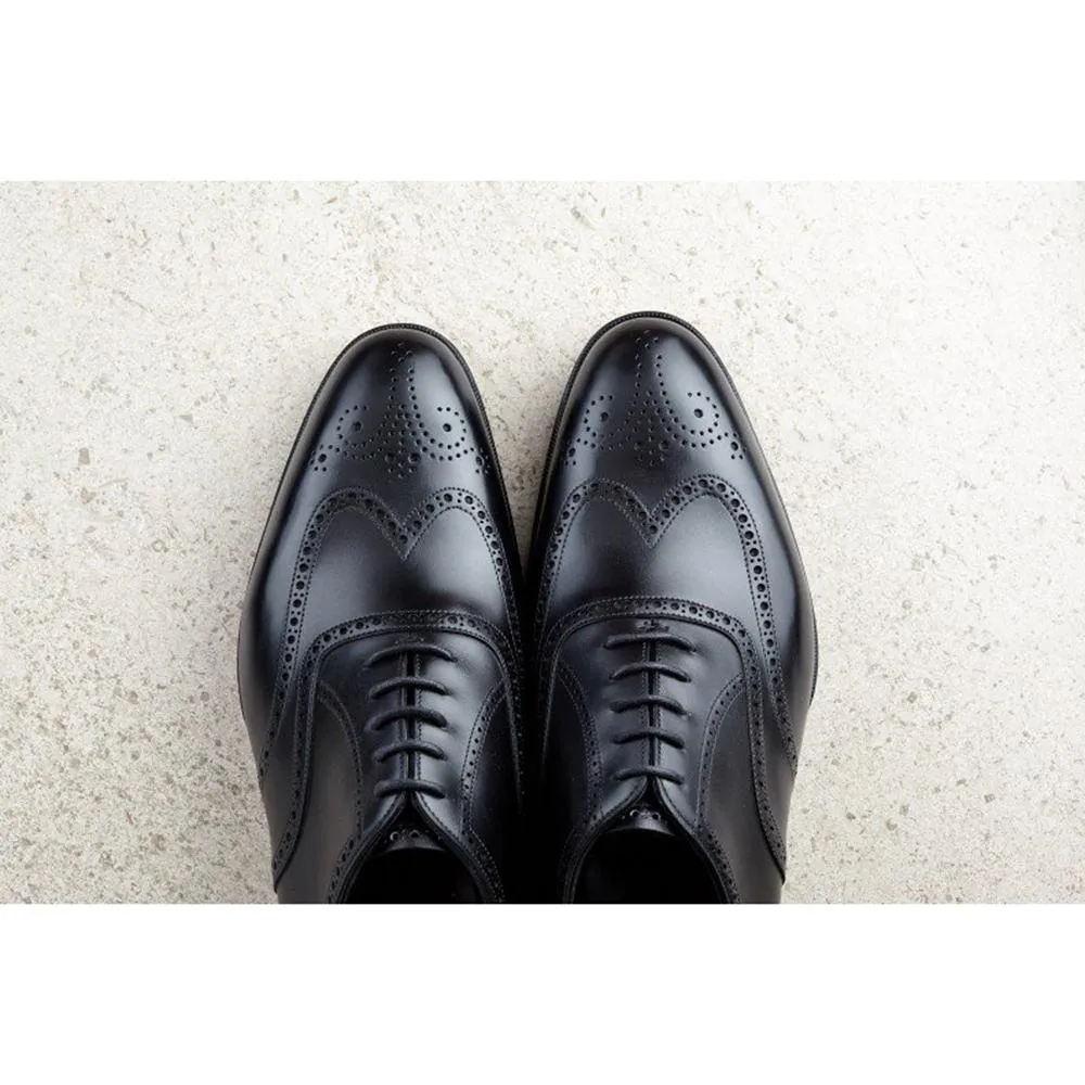Flat Feet Shoes - Black Leather Gedling Brogue Oxfords with Arch Support sold by Costoso Italiano product image thumbnail 4