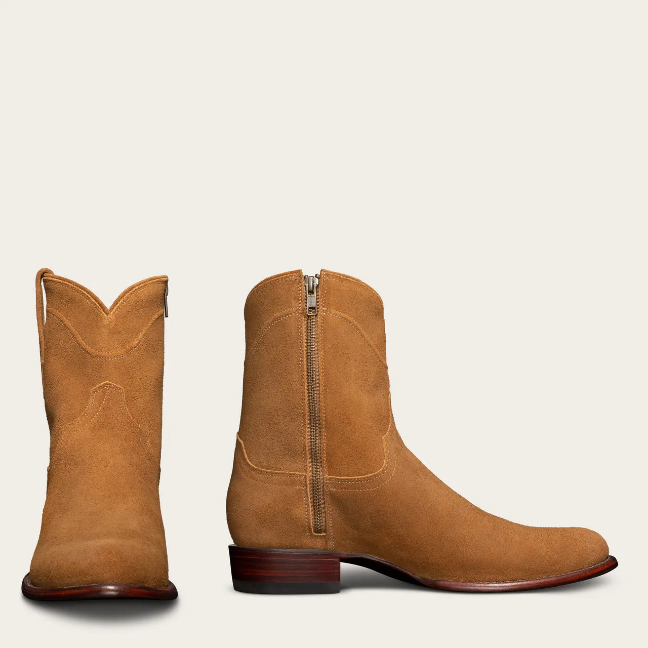 Luxury Edition - Artisian Made Height Increasing Tan Italian Suede Bastrop Slip On Zipper Western Cowboy Boots - AW24 sold by Costoso Italiano product image thumbnail 3