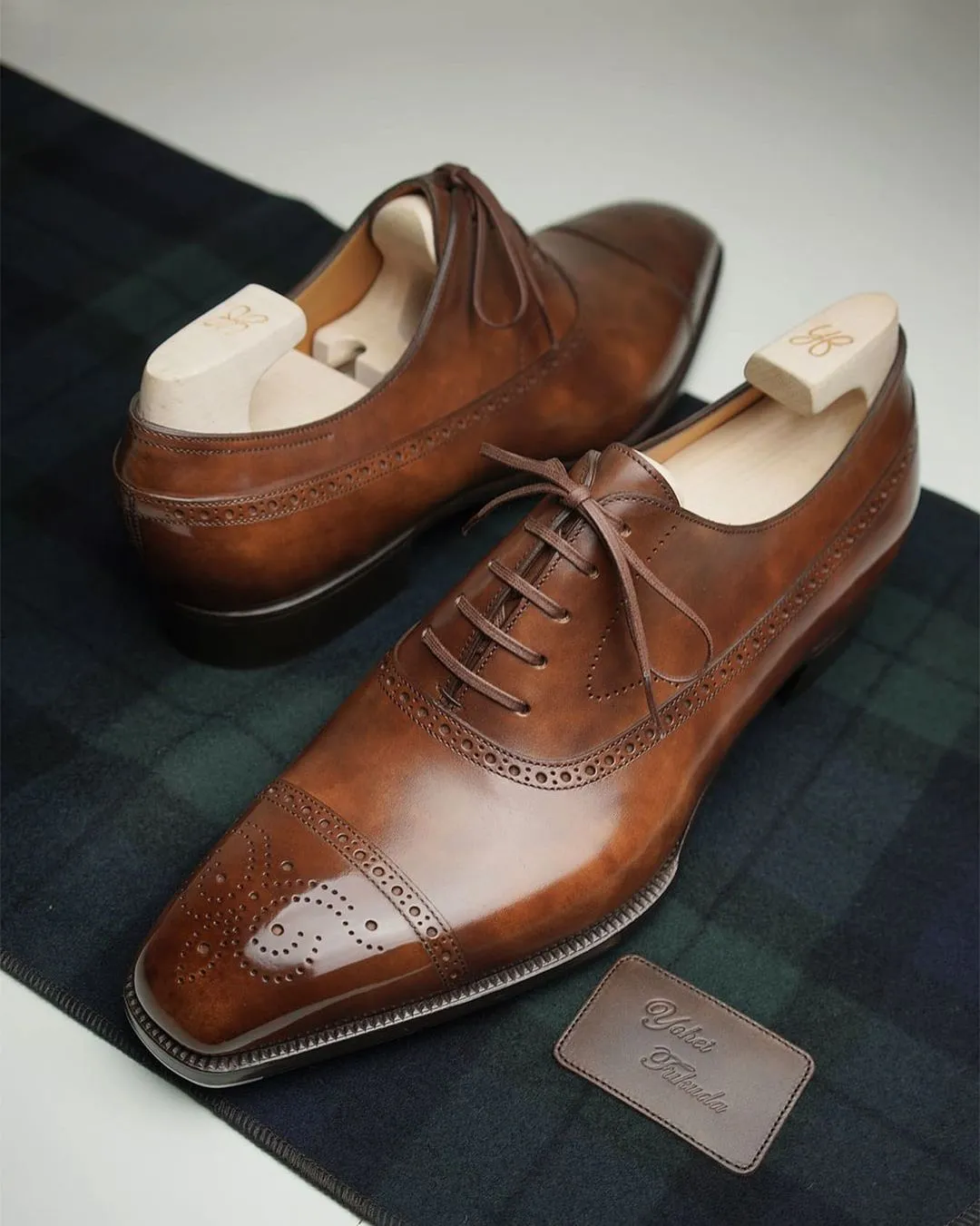 Tan Leather Aurelia Toe Cap Oxfords - Formal Shoes sold by Costoso Italiano
