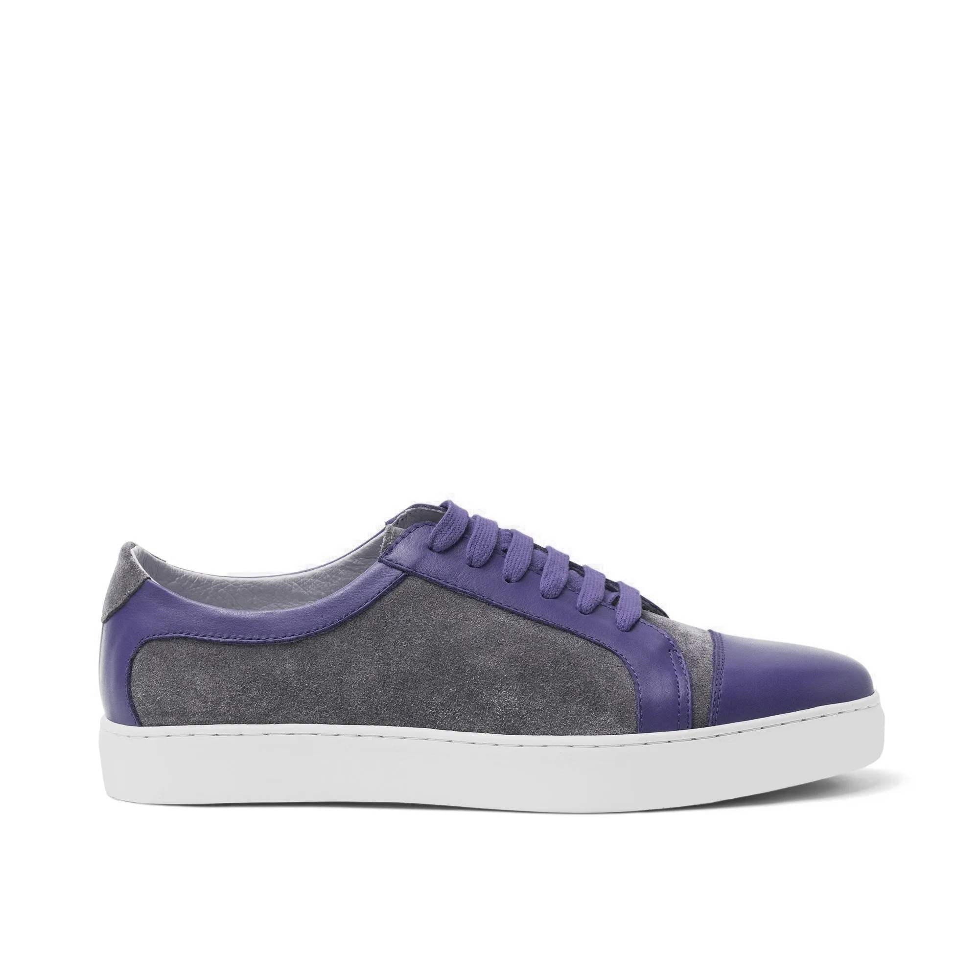 Height Increasing Purple Leather and Grey Suede Angus Lace Up Sneakers sold by Costoso Italiano product image thumbnail 2