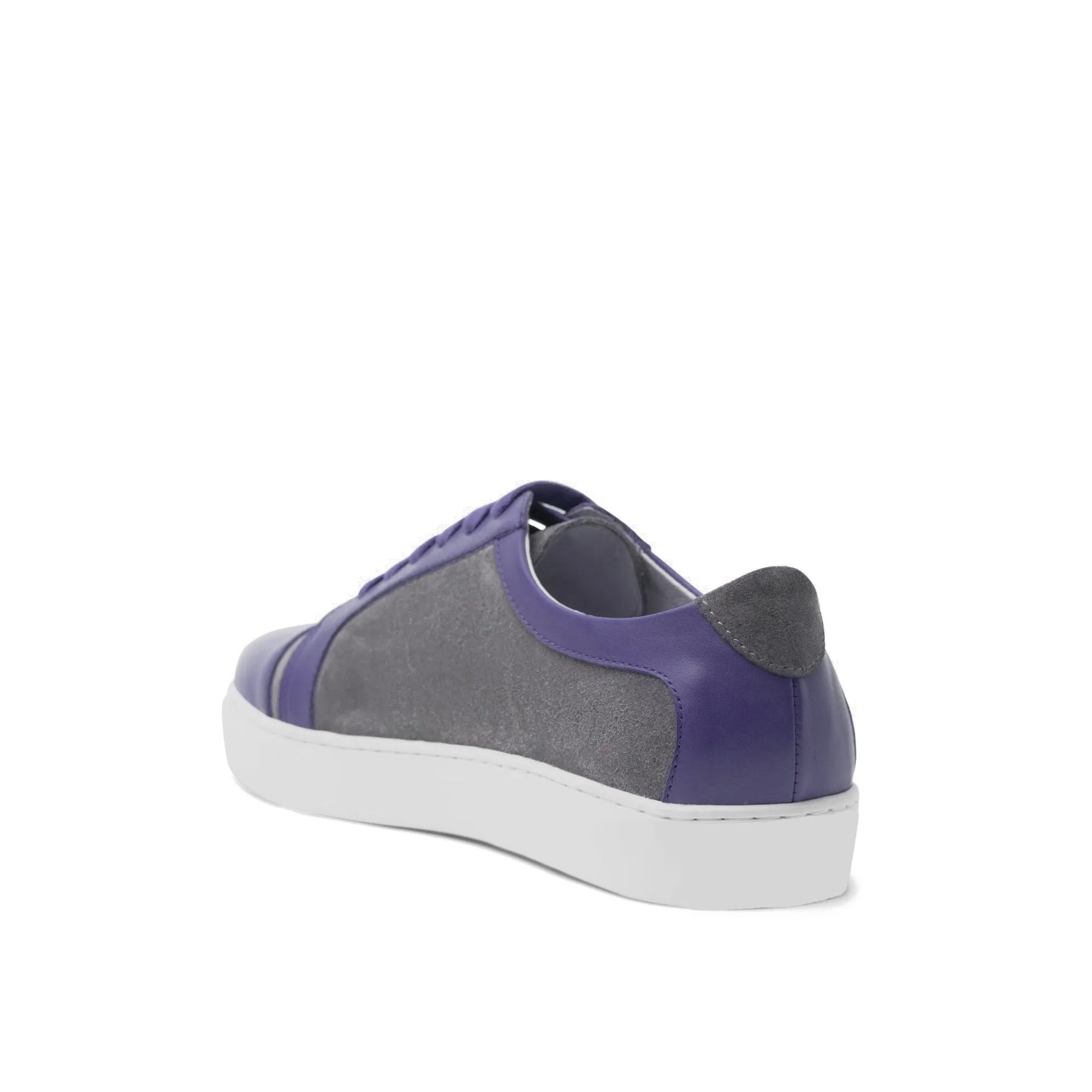 Height Increasing Purple Leather and Grey Suede Angus Lace Up Sneakers sold by Costoso Italiano product image thumbnail 3