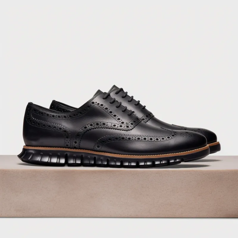 Height Increasing Black Leather Everett Lace Up Oxfords with Black Hybrid Sole - SS23 sold by Costoso Italiano