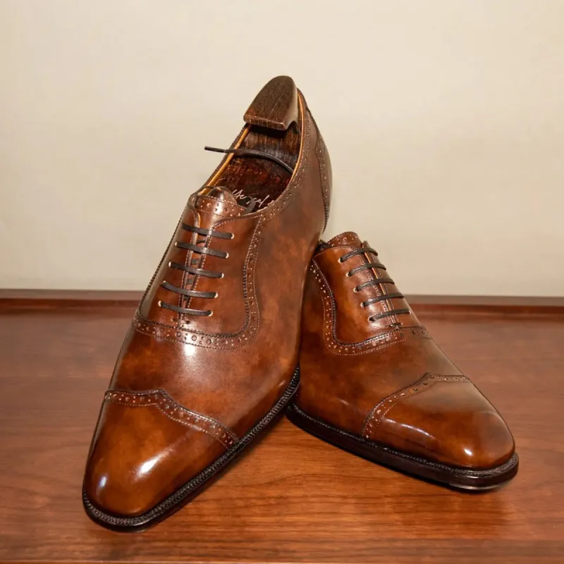 Tan Leather Tamira Brogue Toe Cap Adelaide Oxfords - Formal Shoes - AW24 sold by Costoso Italiano