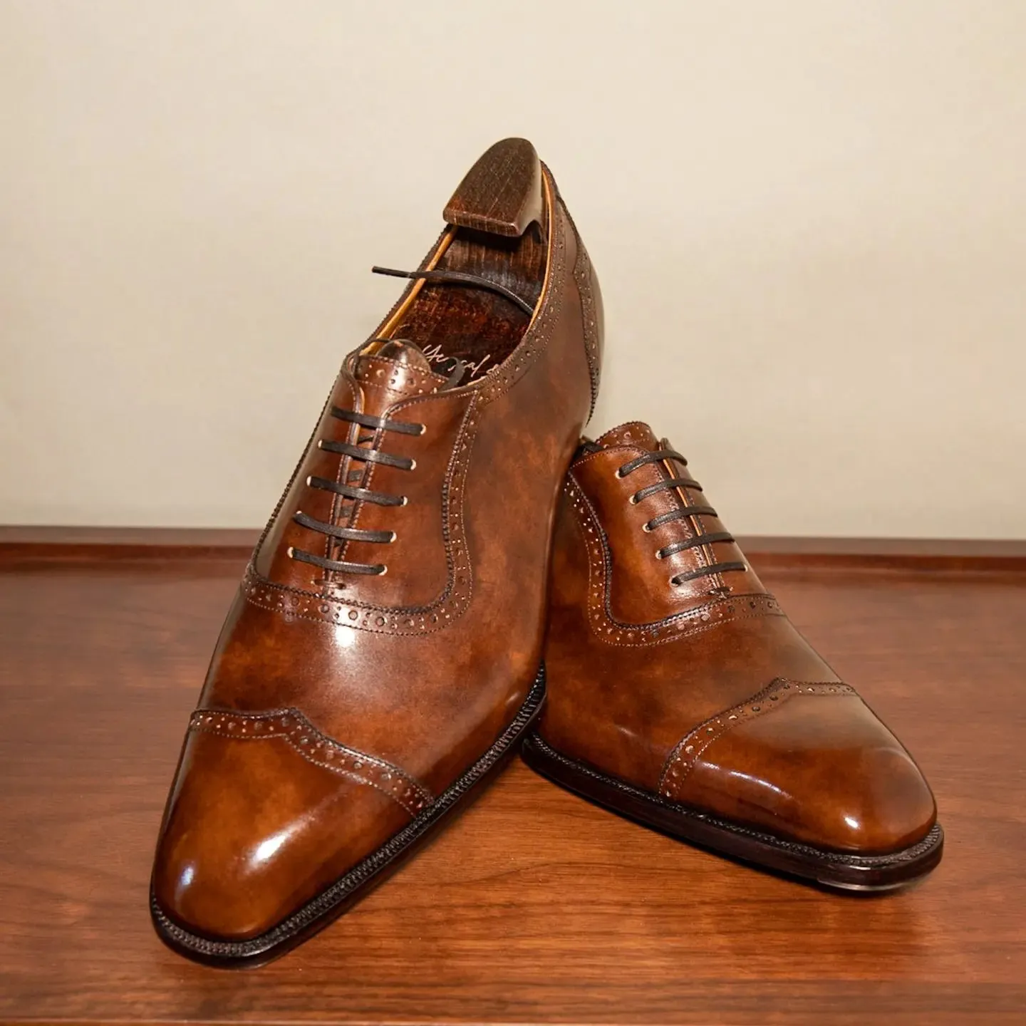 Tan Leather Tamira Brogue Toe Cap Adelaide Oxfords - Formal Shoes - AW24 sold by Costoso Italiano