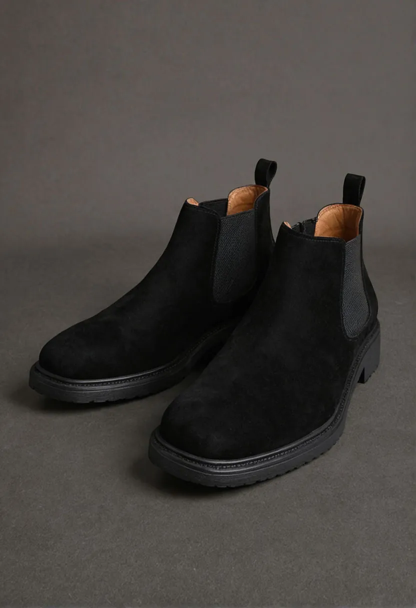 Black Suede Leather Grayson Chelsea Boot sold by Costoso Italiano